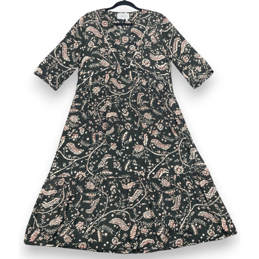 BA&SH Lady Dress Brown Pink Large 8 Floral